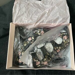 JustFab Black Floral Ankle Boots